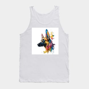 Belgian Malinois Dog In Watercolor & Pen Tank Top